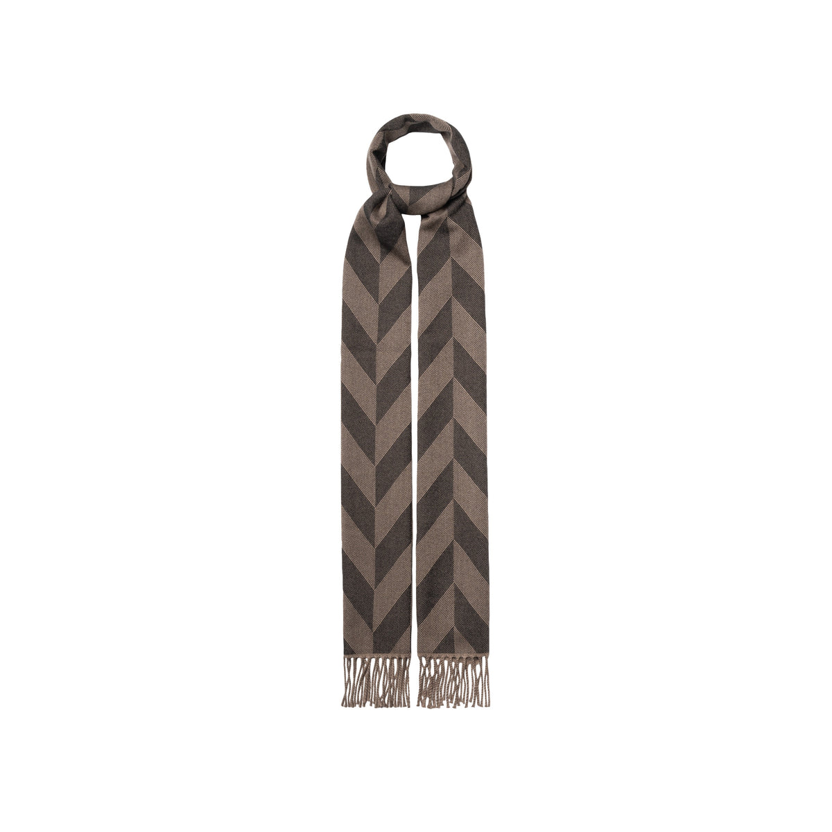 Eton Large Chevron Merino Wool Scarf Brown - Eton