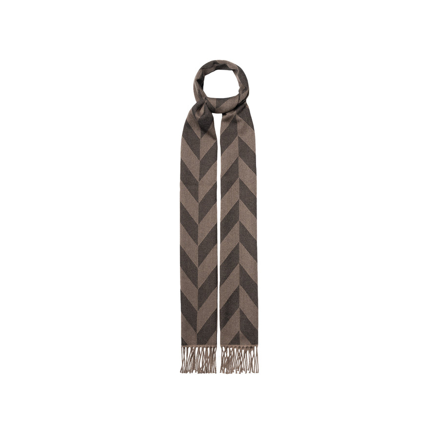 Eton Large Chevron Merino Wool Scarf Brown - Eton