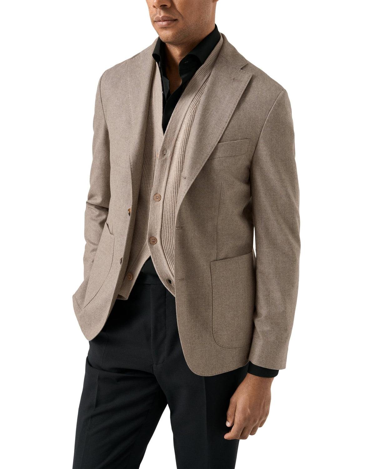 Eton Wool Flannel Soft Jacket Beige - Eton Shirts Blazers