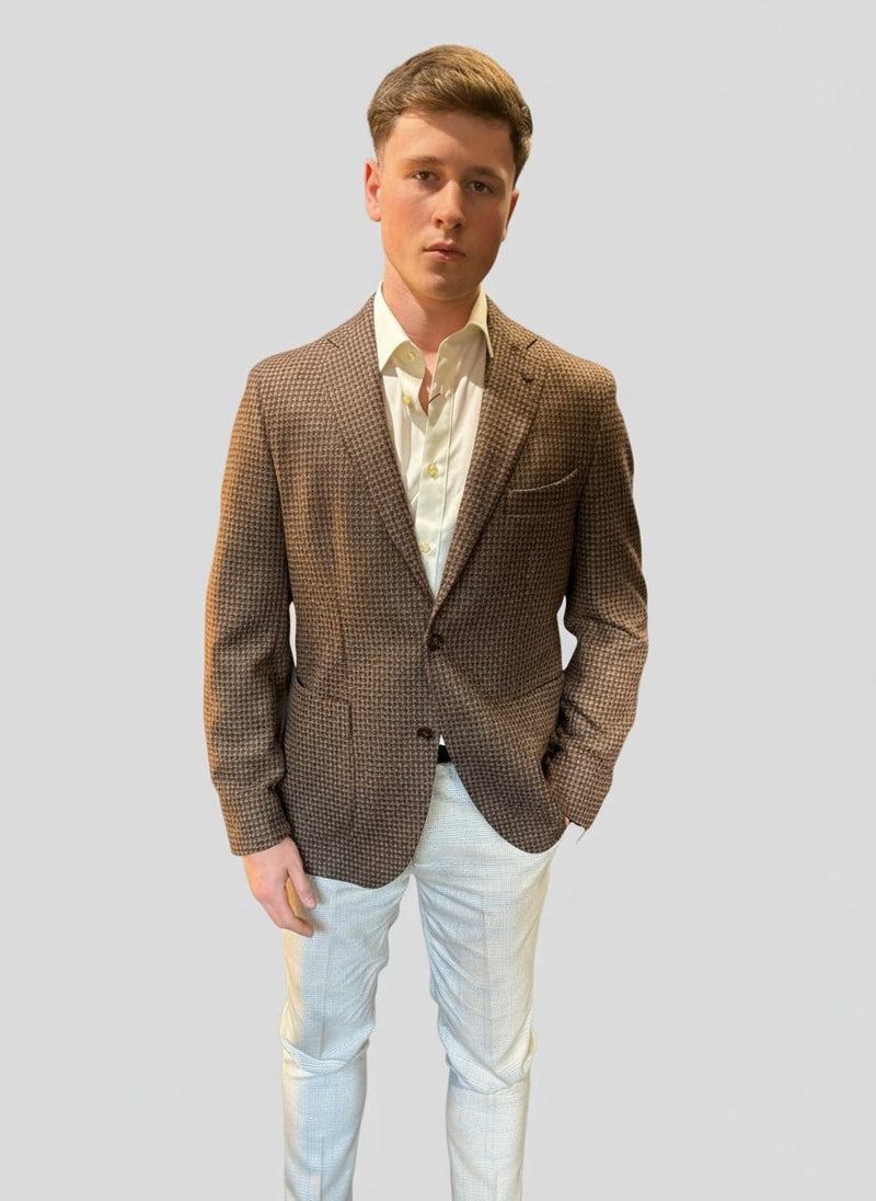 Gavino Pure Wool Houndstooth Jacket - Cavaliere Blazers
