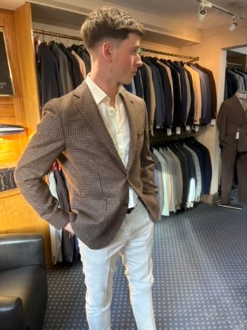 Gavino Pure Wool Houndstooth Jacket - Cavaliere Blazers