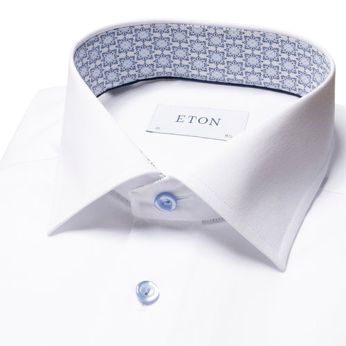 Geo Effect Insert Pale Blue Buttons - Eton Shirts