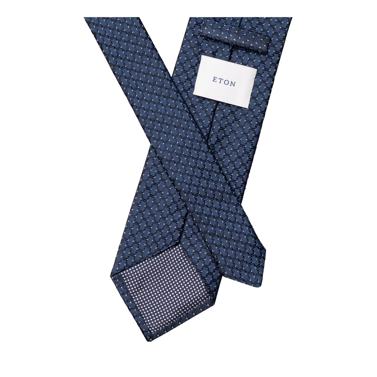 Geometric Woven Silk Tie Dark Blue - Eton