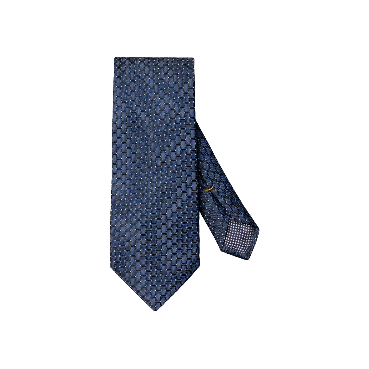 Geometric Woven Silk Tie Dark Blue - Eton