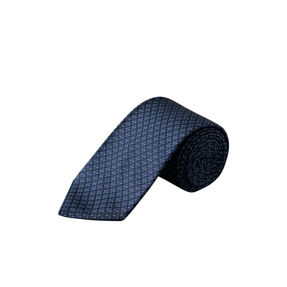 Geometric Woven Silk Tie Dark Blue - Eton