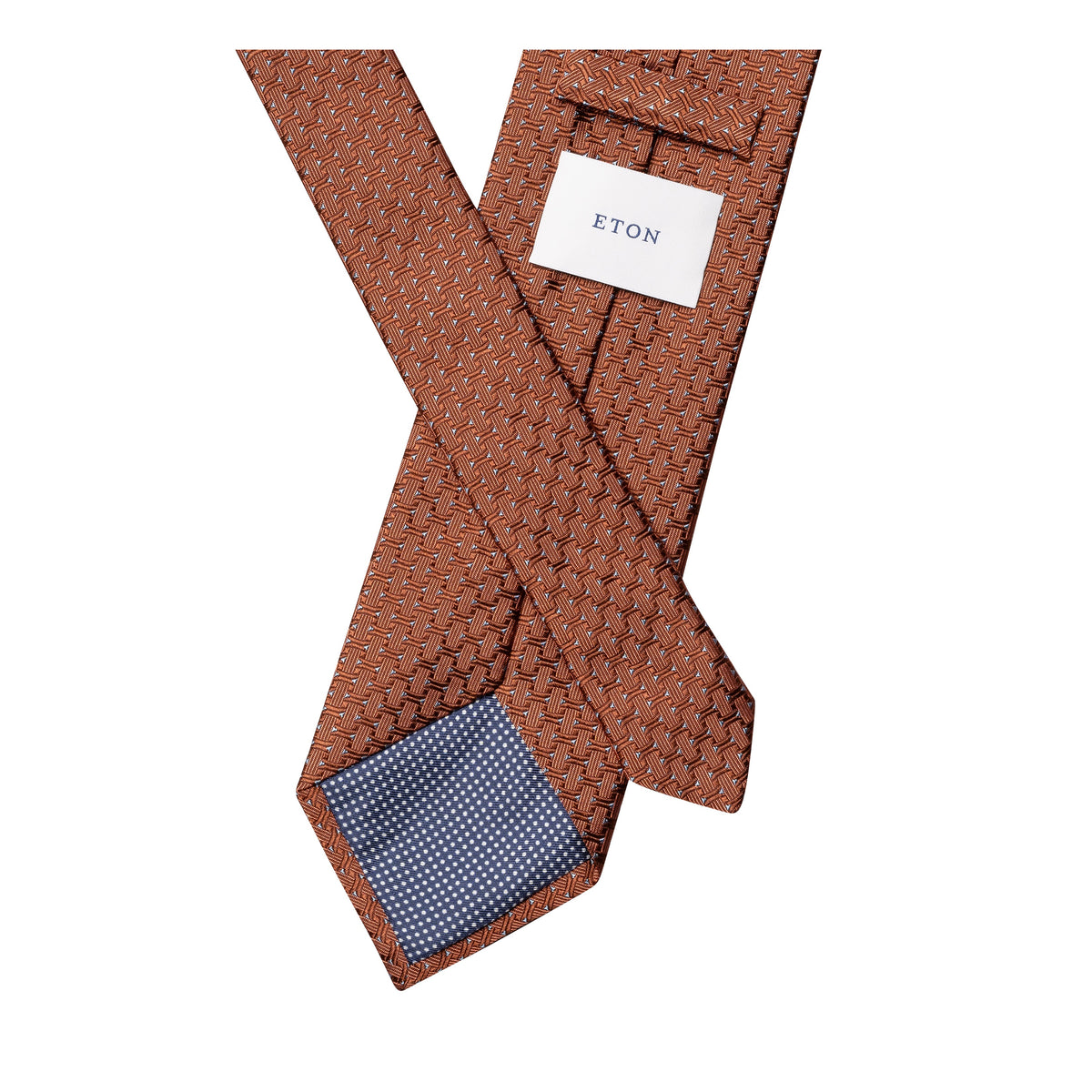 Geometric Woven Silk Tie Orange - Eton