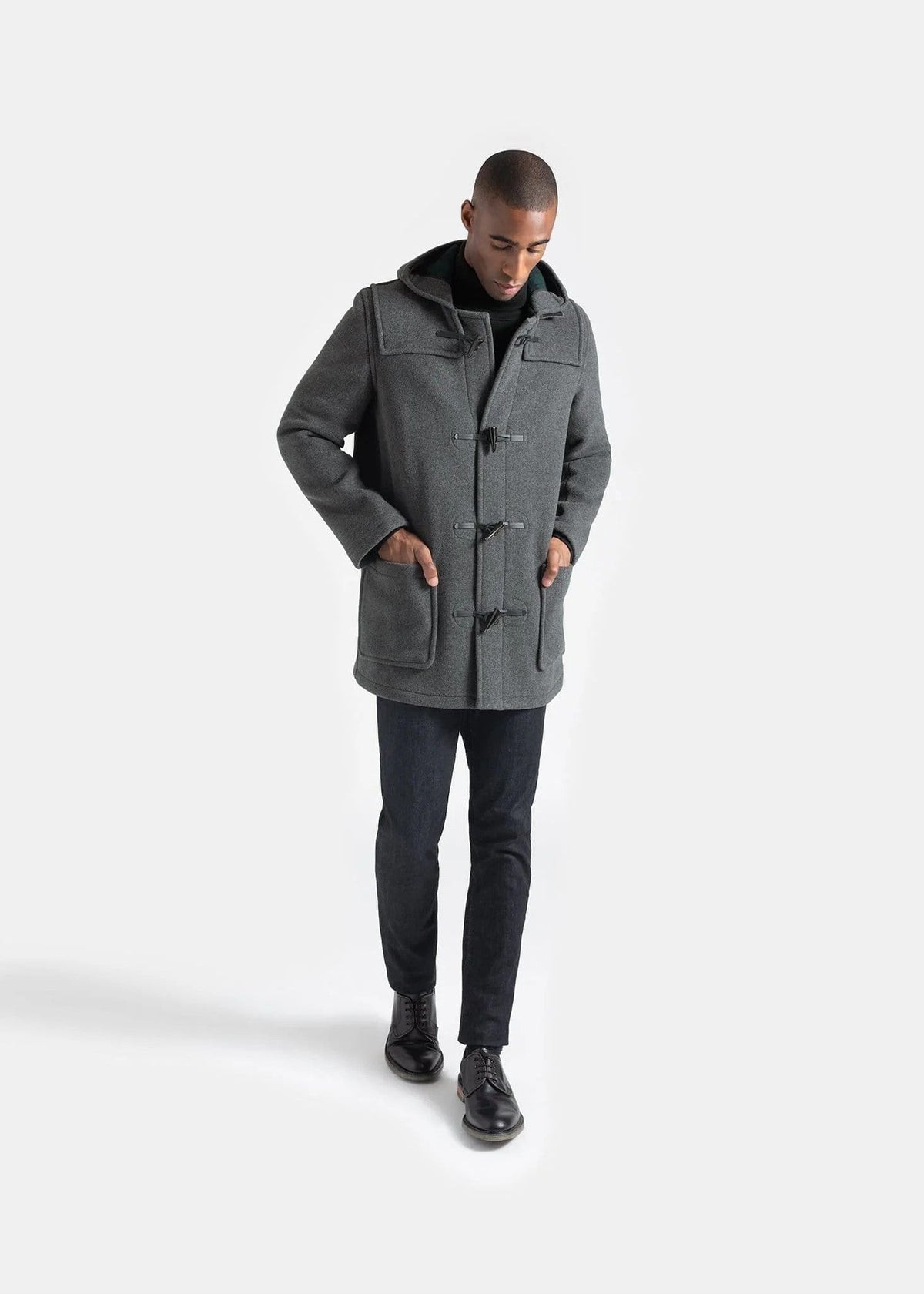 Gloverall Mid Duffle Coat BlackWatch Grey - Gloverall Coats and Jackets