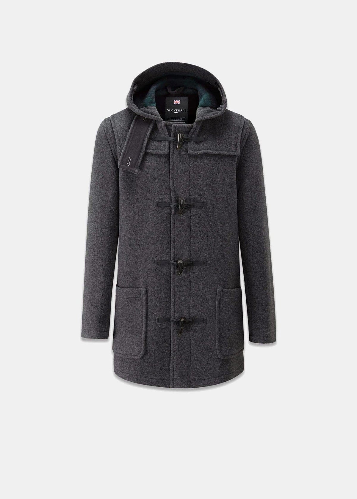 Gloverall Mid Duffle Coat BlackWatch Grey - Gloverall Coats and Jackets