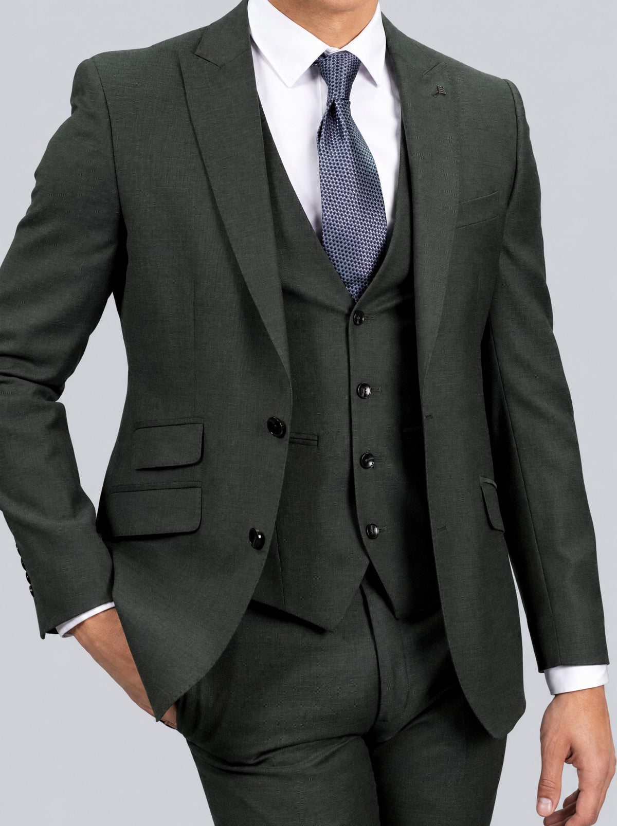 Zignone Green Suit – jacket and waistcoat detail