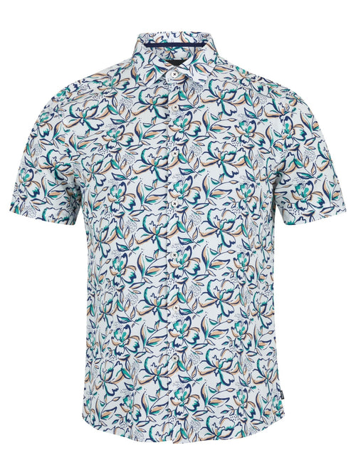 Green and White Short Sleeve Shirt - Remus Uomo