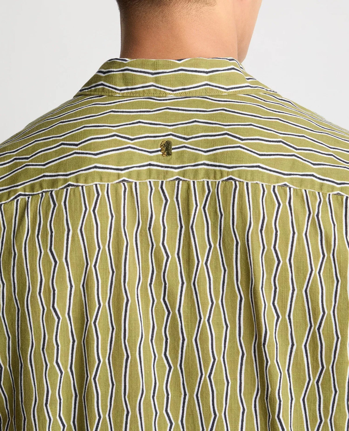Green Short Sleeve Shirt with Abstract Stripe - Remus Uomo Shirts