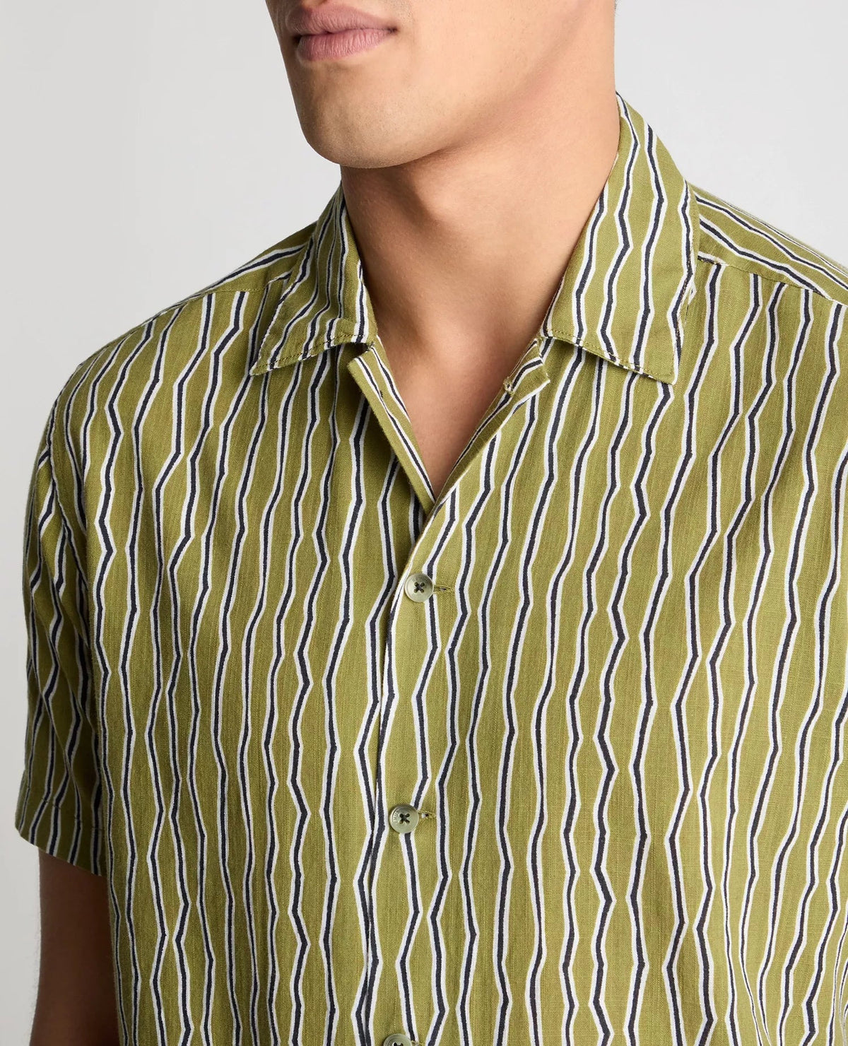 Green Short Sleeve Shirt with Abstract Stripe - Remus Uomo Shirts