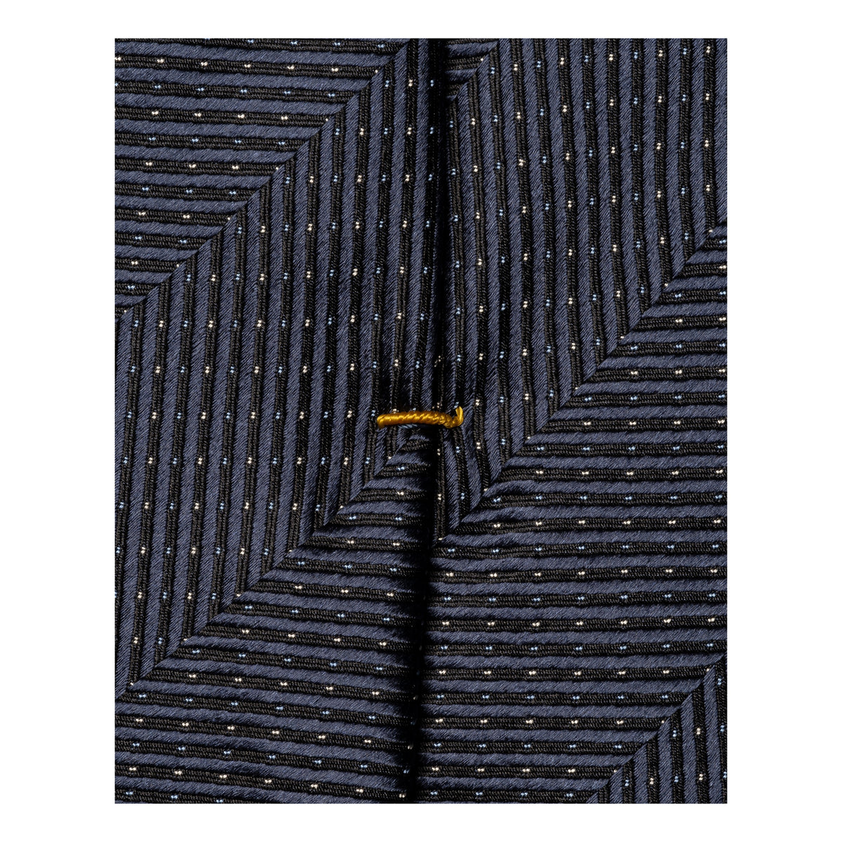Herringbone Woven Silk Tie Navy - Eton
