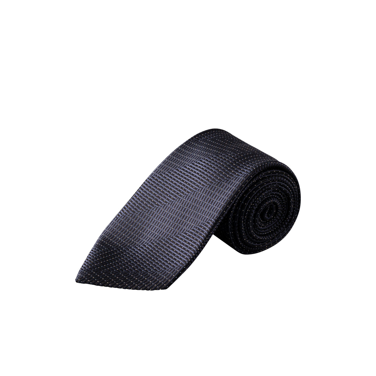 Herringbone Woven Silk Tie Navy - Eton