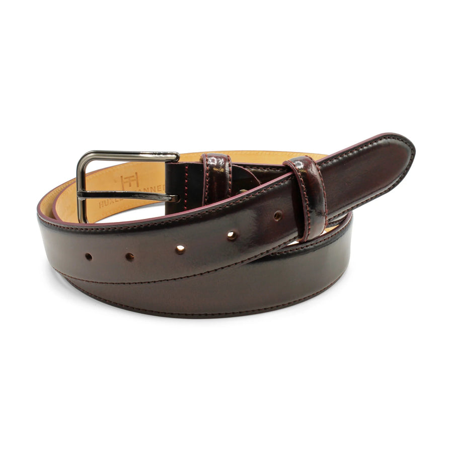 High Shine Polished Belt Bordeaux - Huxley Tanner