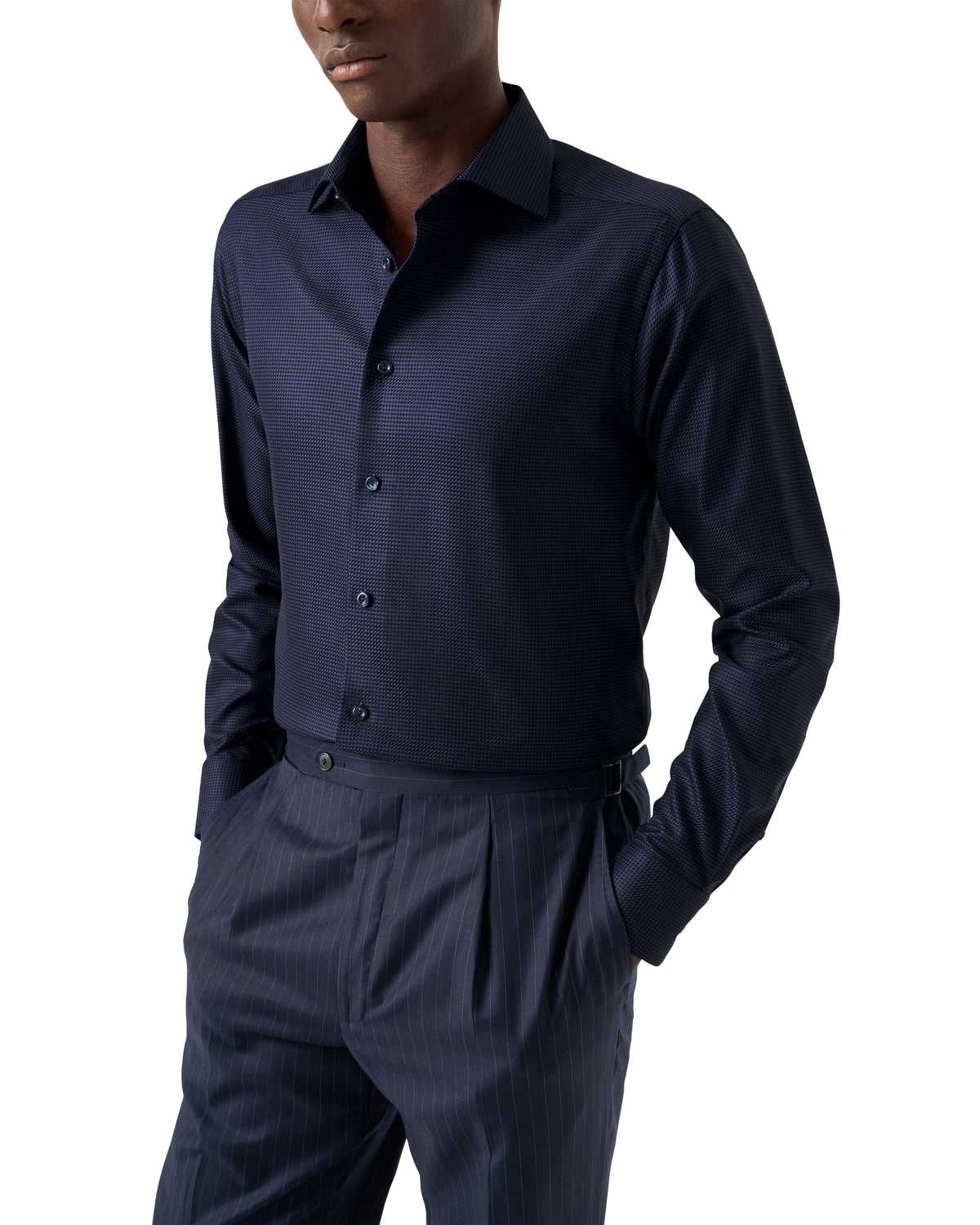 Houndstooth King Blue Twill Shirt