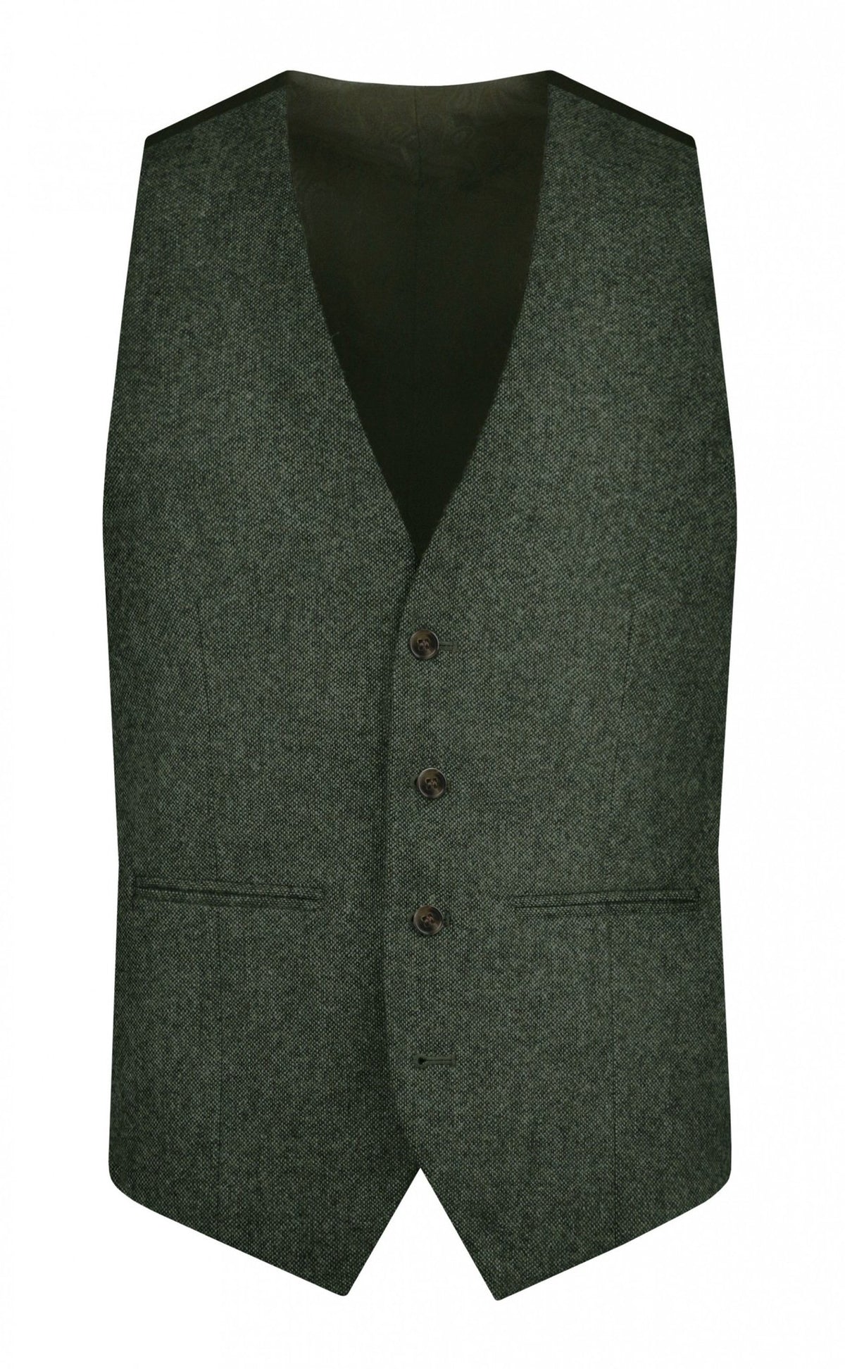 Hunter Green Plain Weave Tweed Suit - Torre