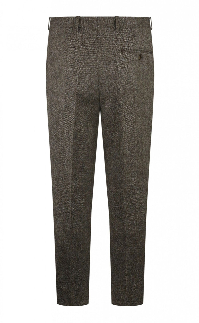 Hunter Green Plain Weave Tweed Trousers - Torre Trousers