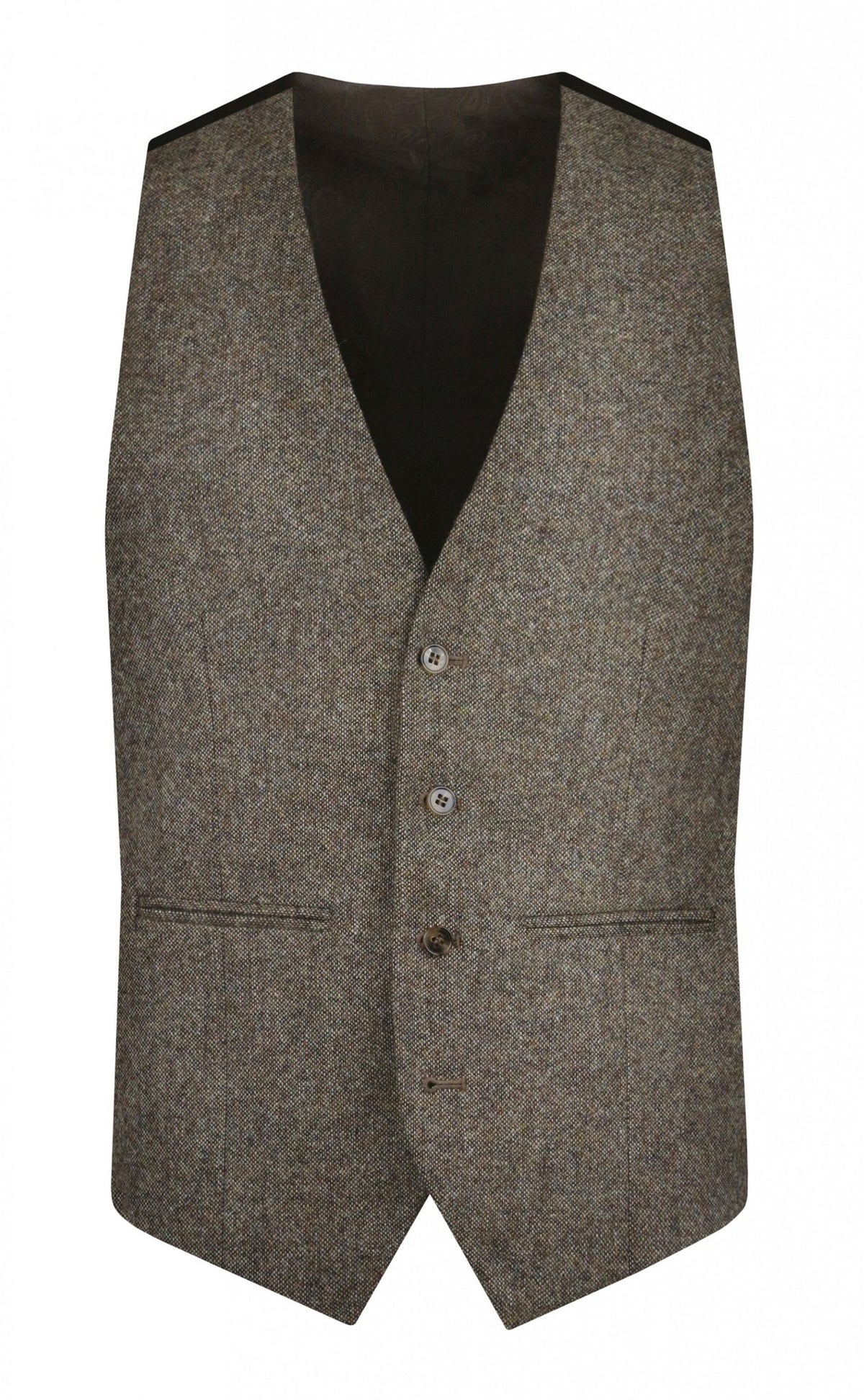 Hunter Green Plain Weave Tweed Waistcoat - Torre Waistcoats