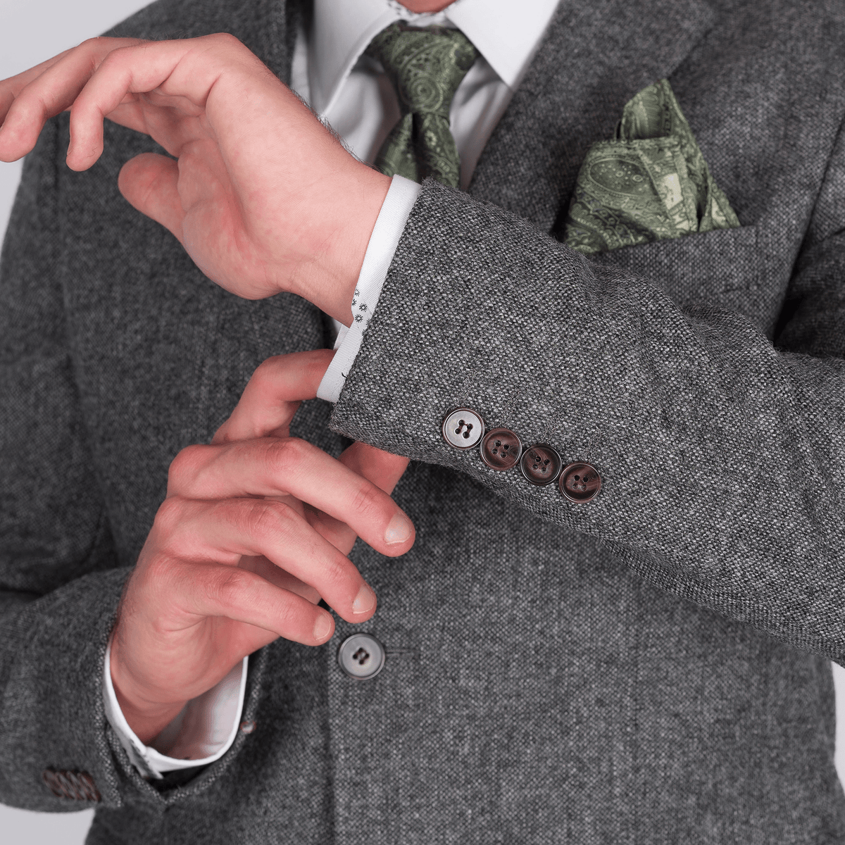 Hunter Grey Plain Weave Tweed Suit - Torre