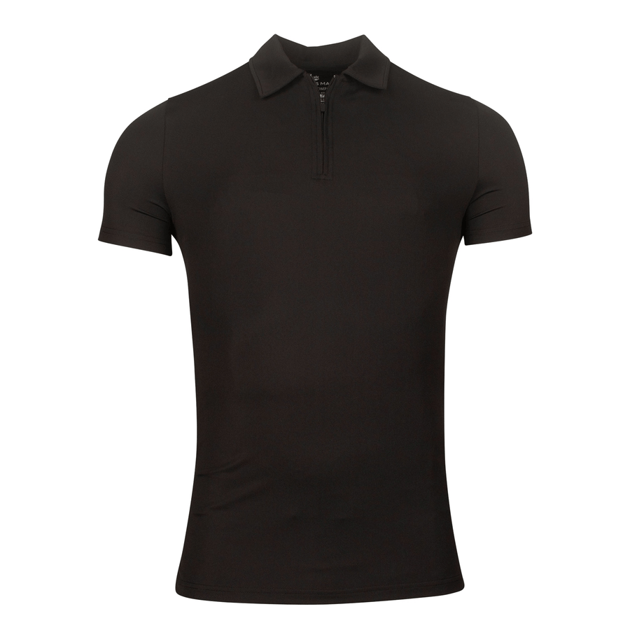 Hyperflex Black Zip Thru Polo Shirt - Thomas Maine