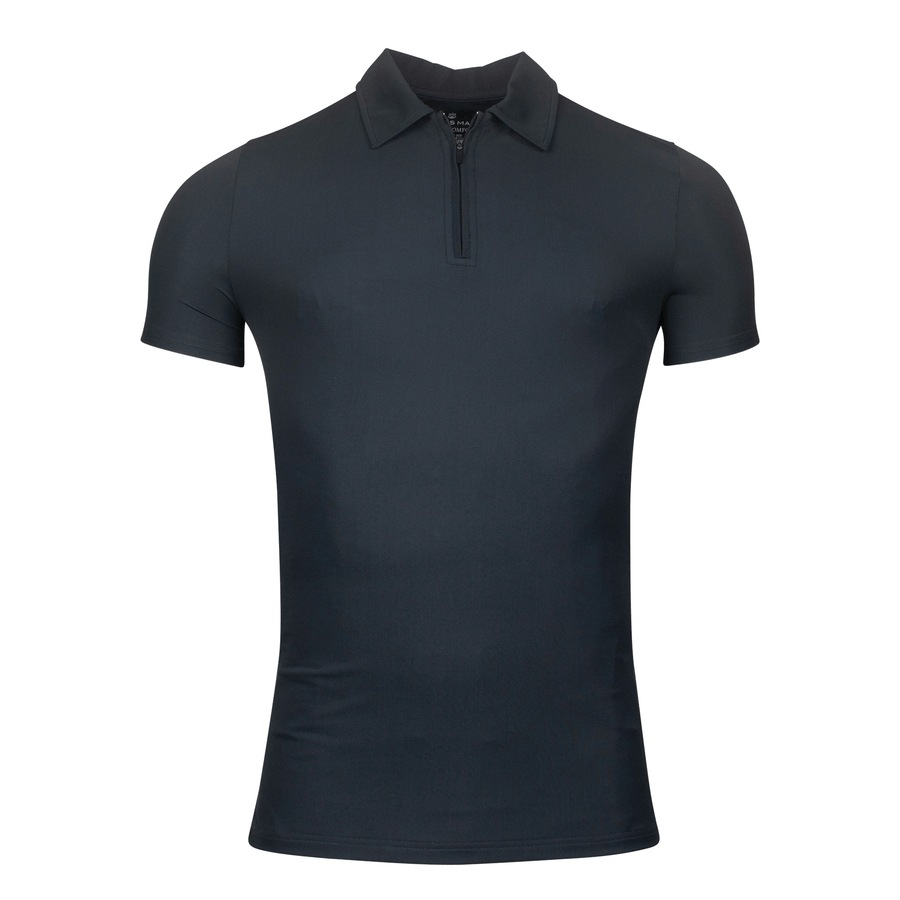 Hyperflex Navy Zip Thru Polo Shirt - Thomas Maine