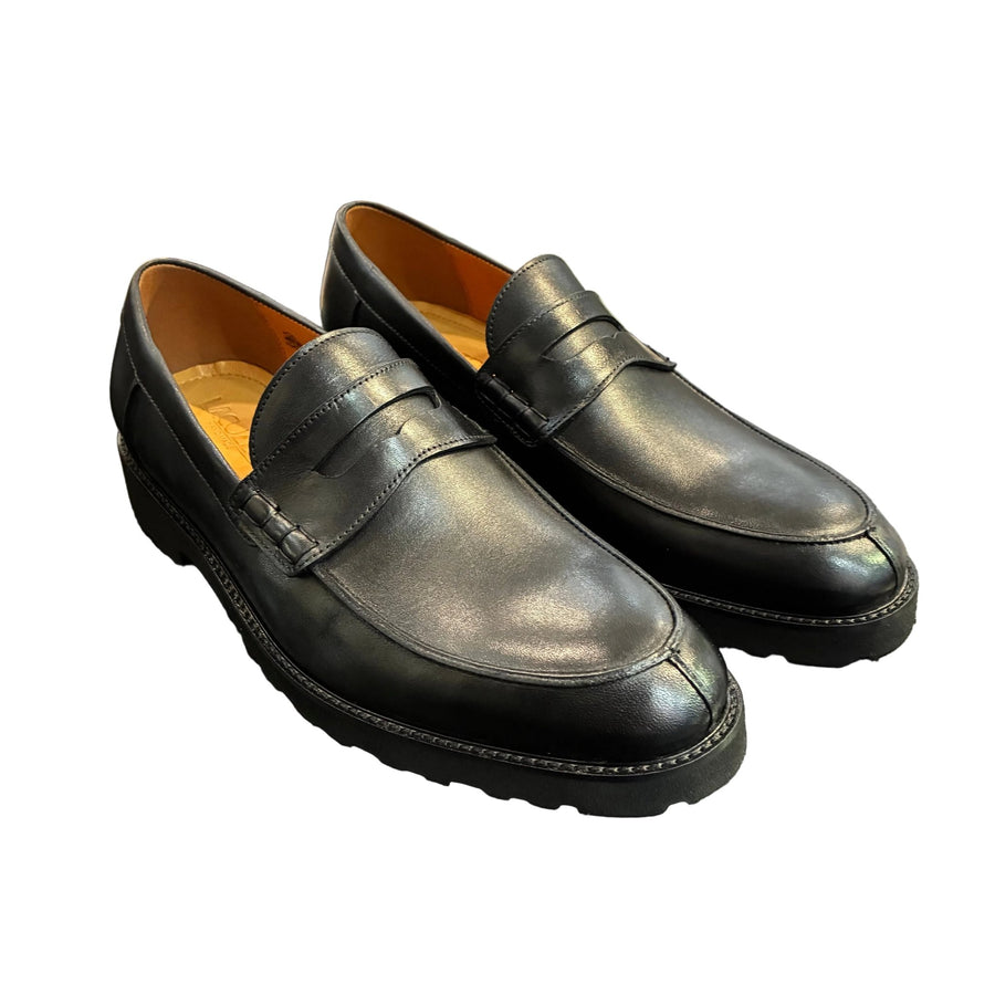 Lacuzzo Black Leather Saddle Loafer - Lacuzzo Shoes