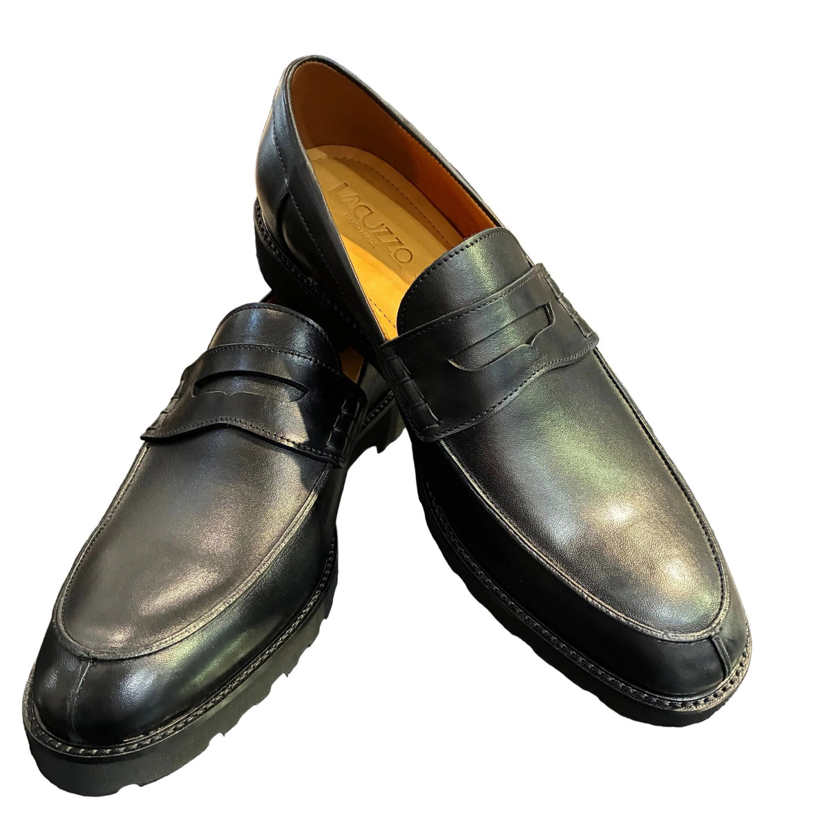 Lacuzzo Black Leather Saddle Loafer - Lacuzzo Shoes