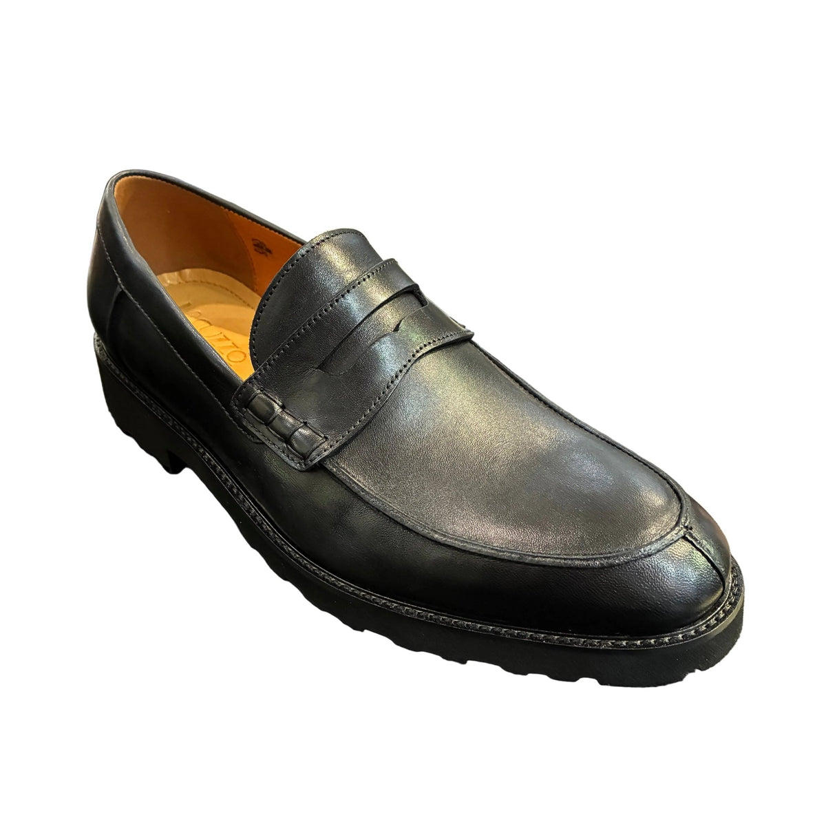 Lacuzzo Black Leather Saddle Loafer - Lacuzzo Shoes