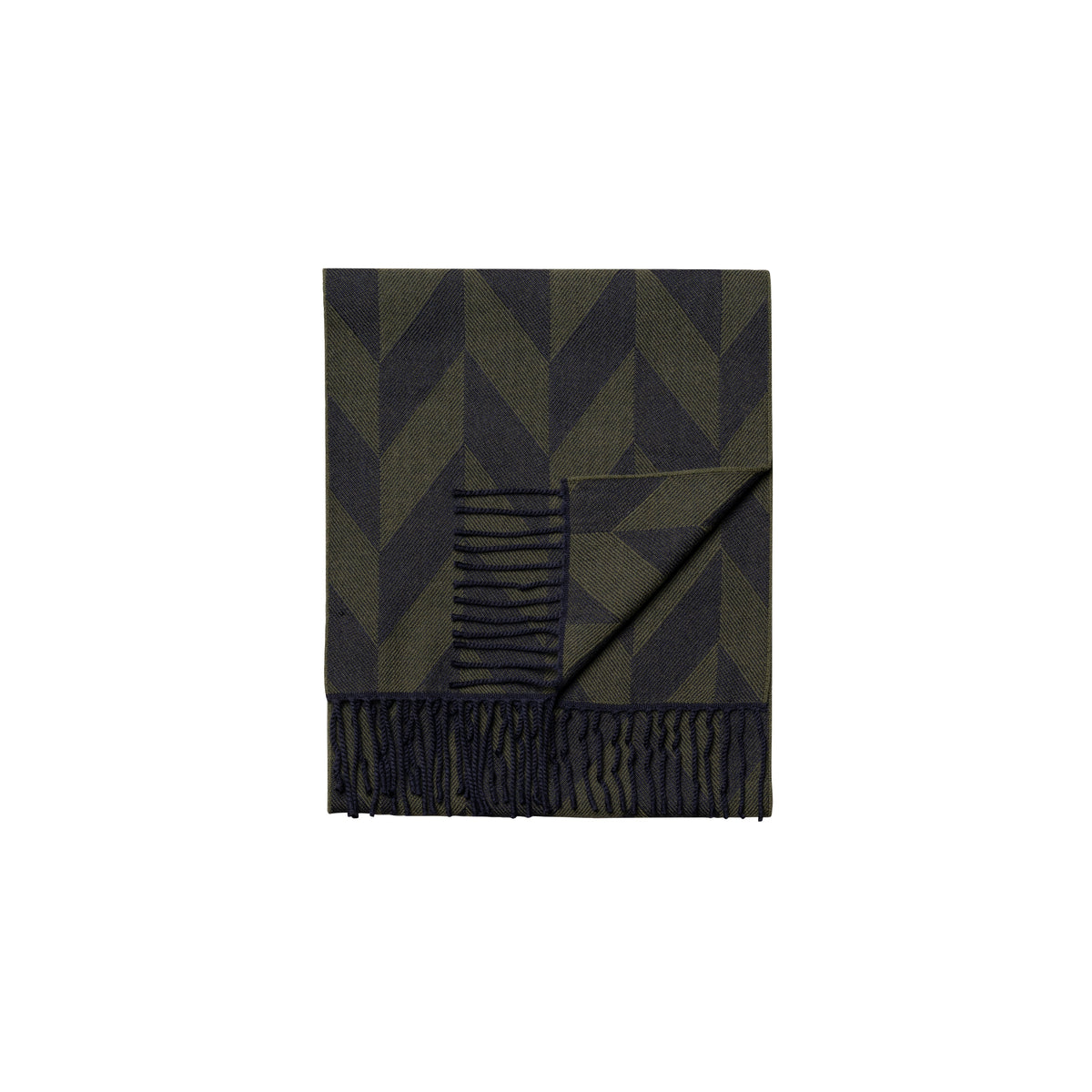 Eton Large Chevron Merino Wool Scarf Green - Eton