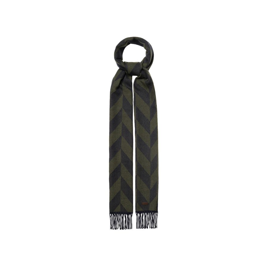 Eton Large Chevron Merino Wool Scarf Green - Eton