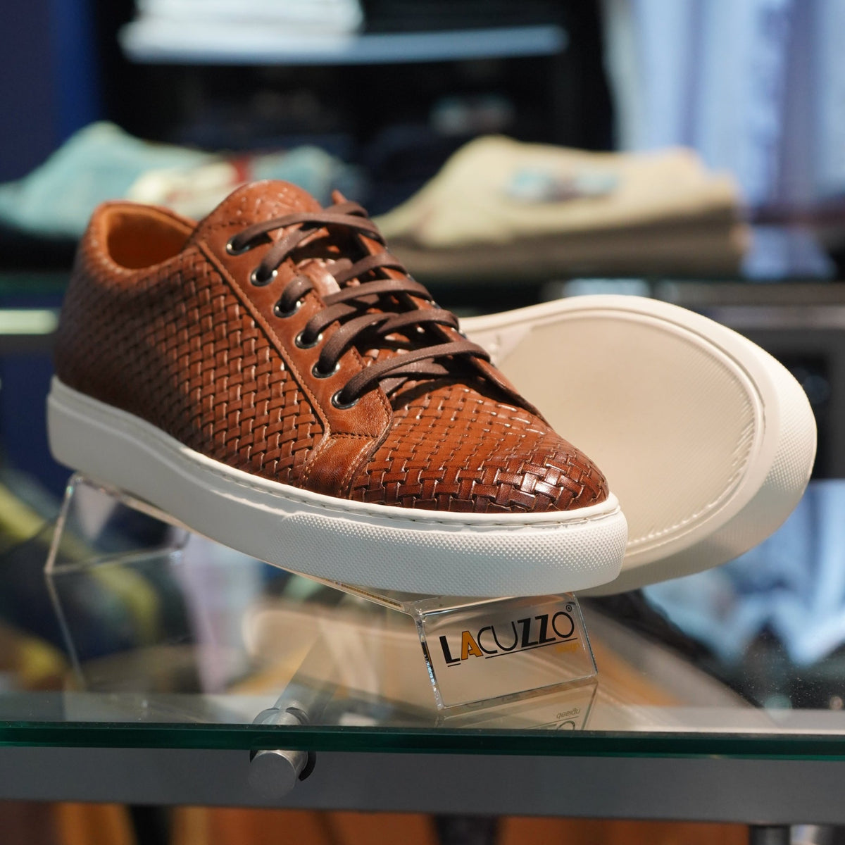 Lattice Weave Leather Sneaker - Lacuzzo Shoes