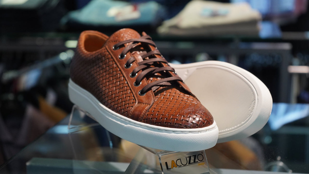 Lattice Weave Leather Sneaker - Lacuzzo Shoes