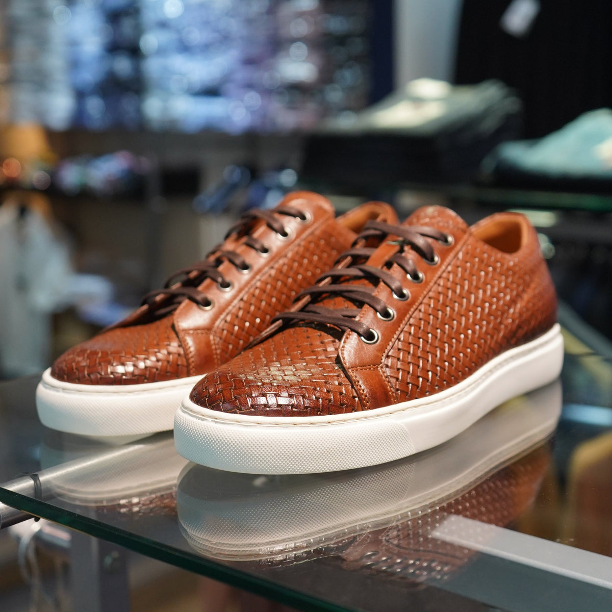 Lattice Weave Leather Sneaker - Lacuzzo Shoes