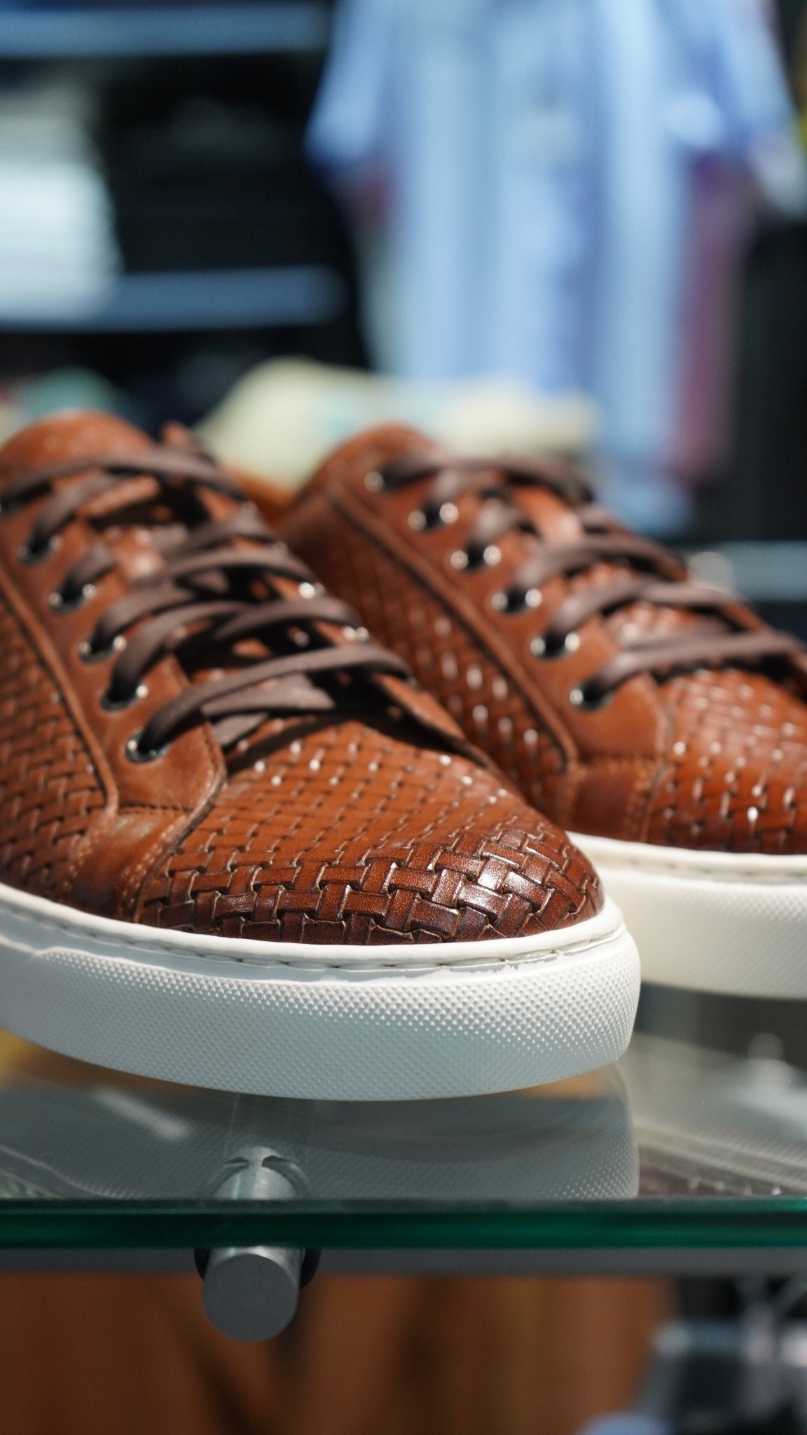 Lattice Weave Leather Sneaker - Lacuzzo Shoes