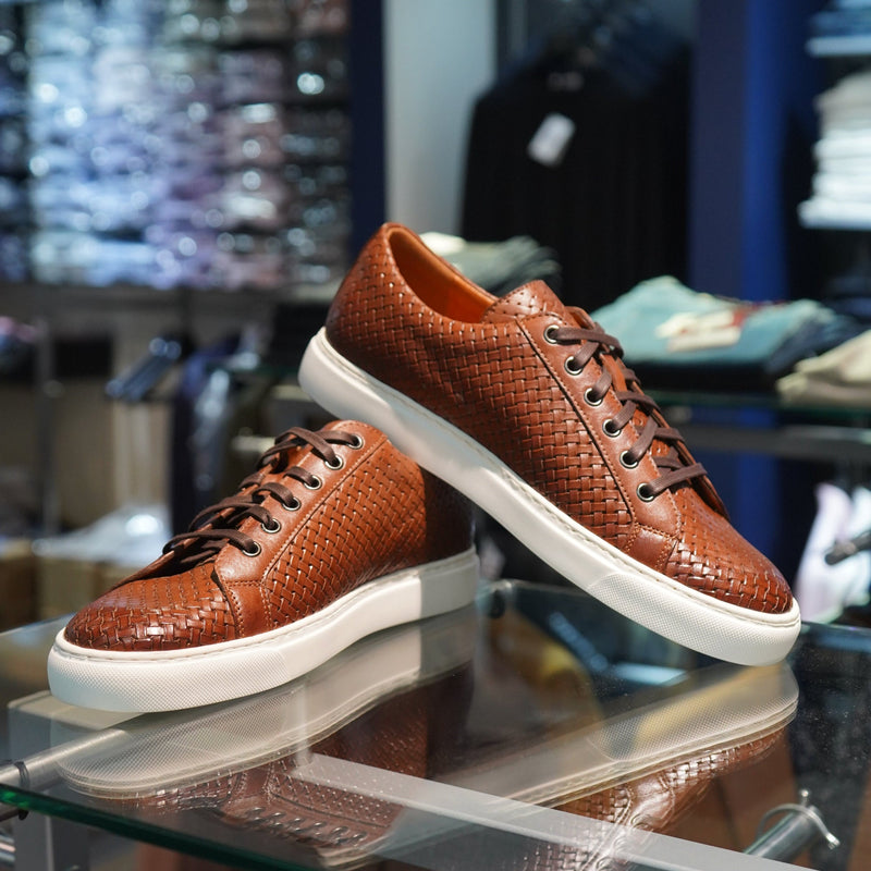 Lattice Weave Leather Sneaker - Lacuzzo Shoes