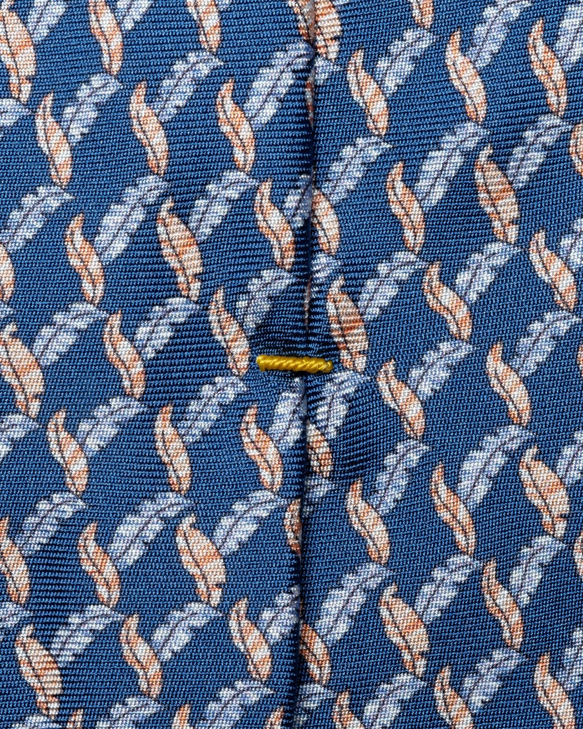 Leaf Print Woven Silk Tie Navy - Eton Shirts Neck Ties