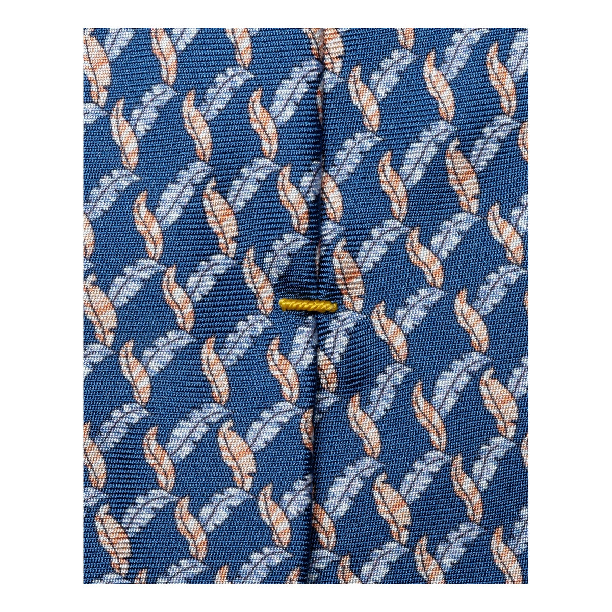 Leaf Print Woven Silk Tie Navy - Eton Shirts Neck Ties