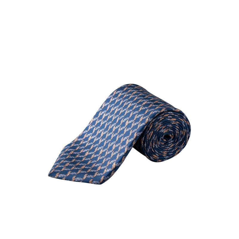 Leaf Print Woven Silk Tie Navy - Eton Shirts Neck Ties