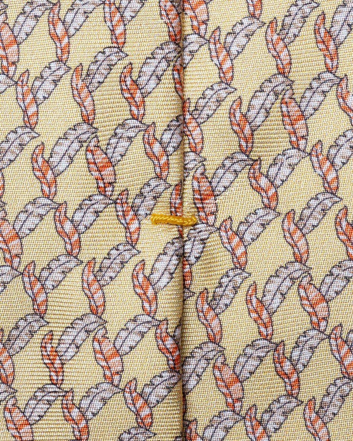 Leaf Print Woven Silk Tie Yellow - Eton Shirts Neck Ties