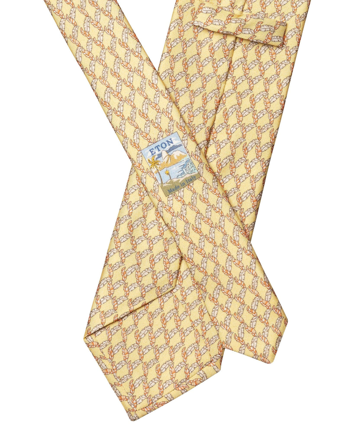 Leaf Print Woven Silk Tie Yellow - Eton Shirts Neck Ties
