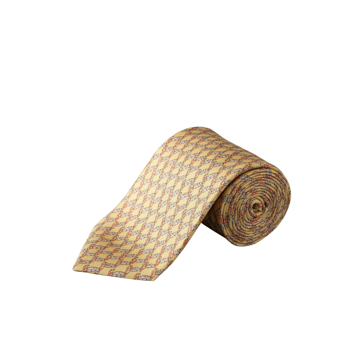 Leaf Print Woven Silk Tie Yellow - Eton Shirts Neck Ties