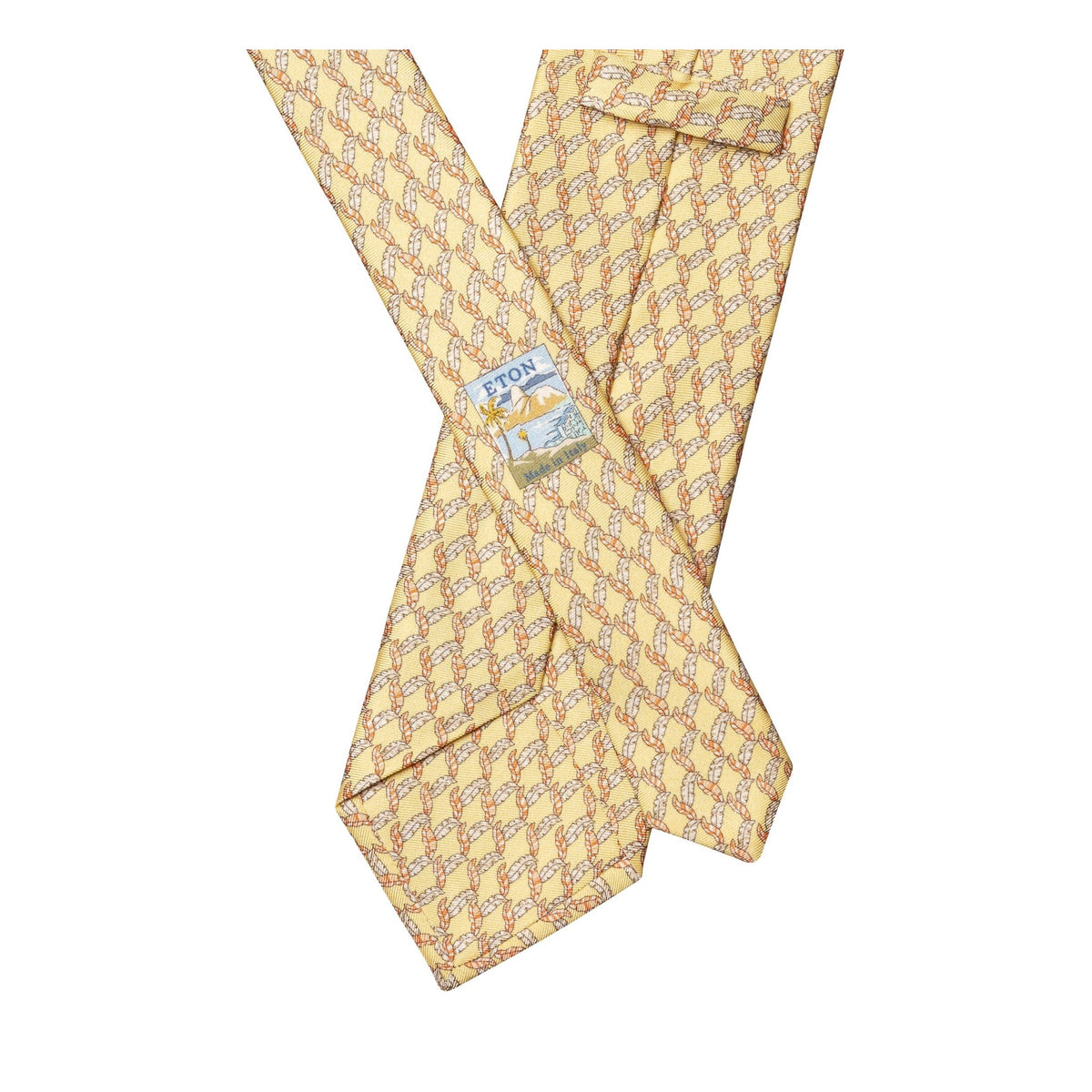 Leaf Print Woven Silk Tie Yellow - Eton Shirts Neck Ties