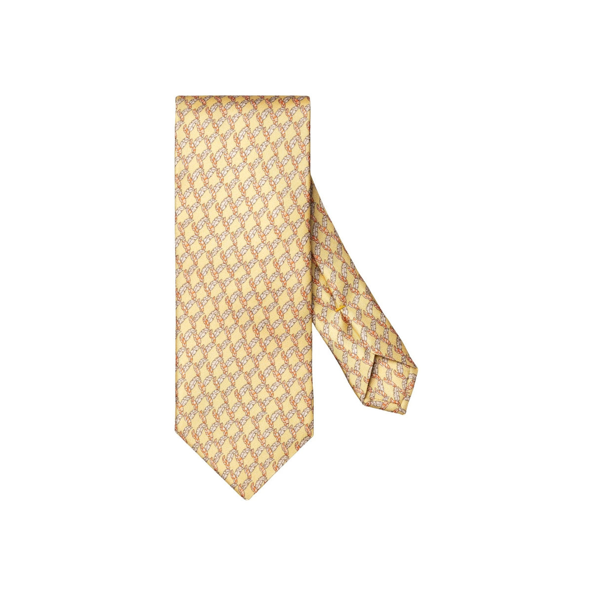 Leaf Print Woven Silk Tie Yellow - Eton Shirts Neck Ties