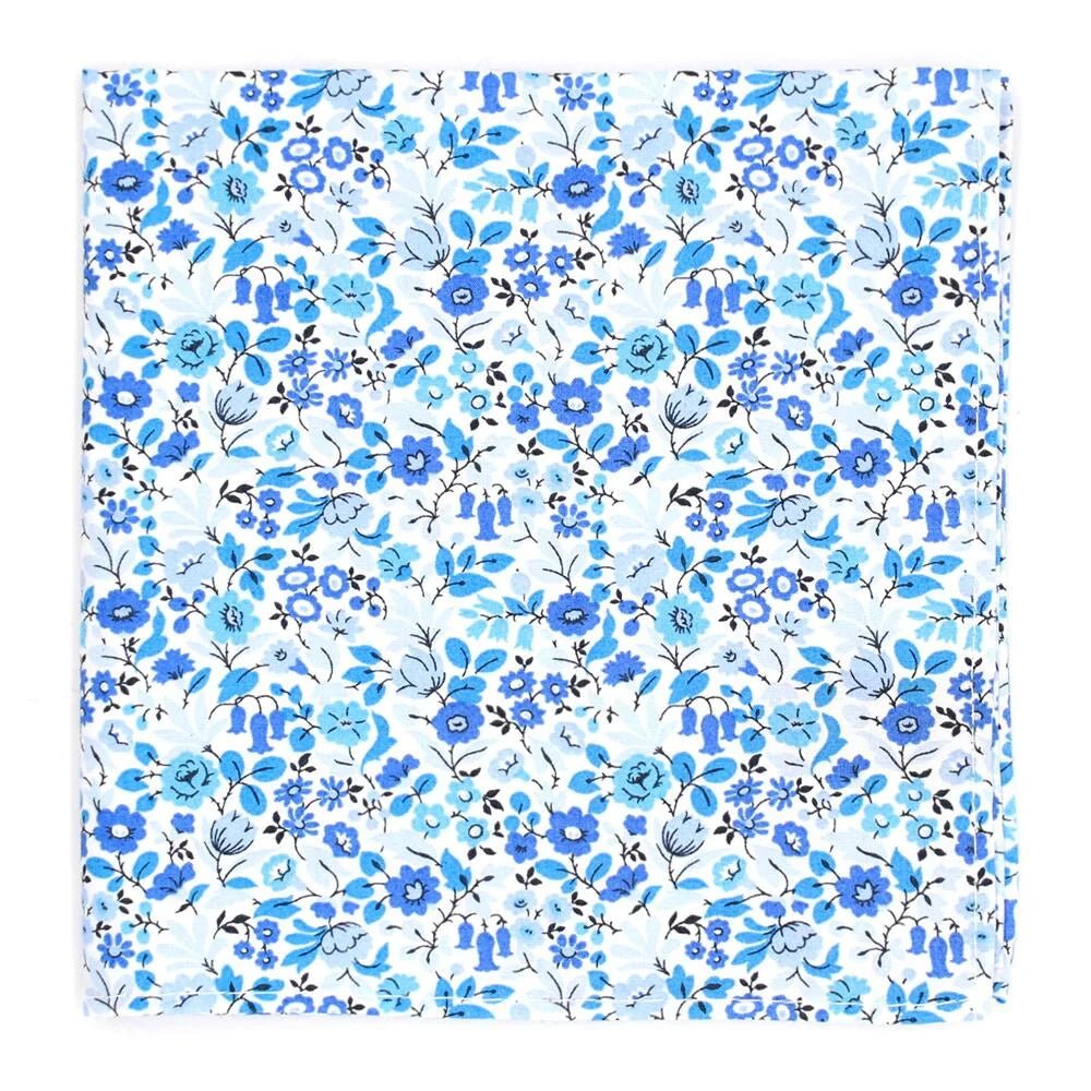 Liberty Cotton Blue Astrid Niva Pocket Square - Leonard Silver Neck Ties