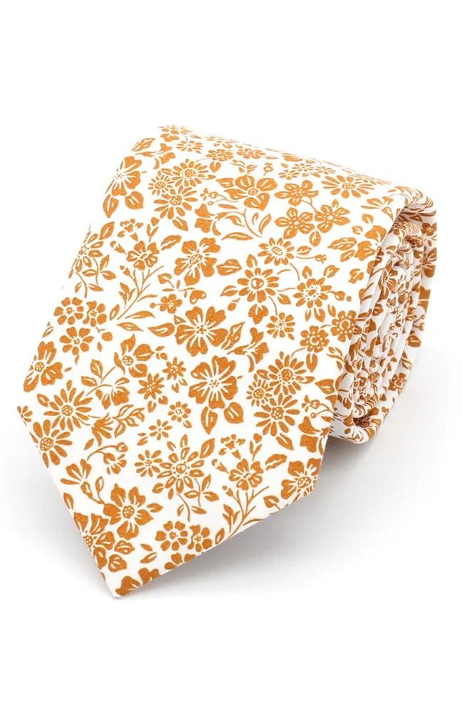 Liberty Cotton Gold Annabella Bartlett Floral Tie - Leonard Silver Neck Ties