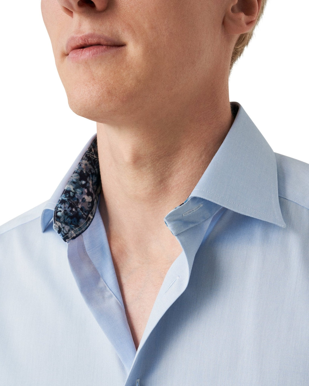 Light Blue Floral Effect Signature Twill Shirt - Eton Shirts Shirts