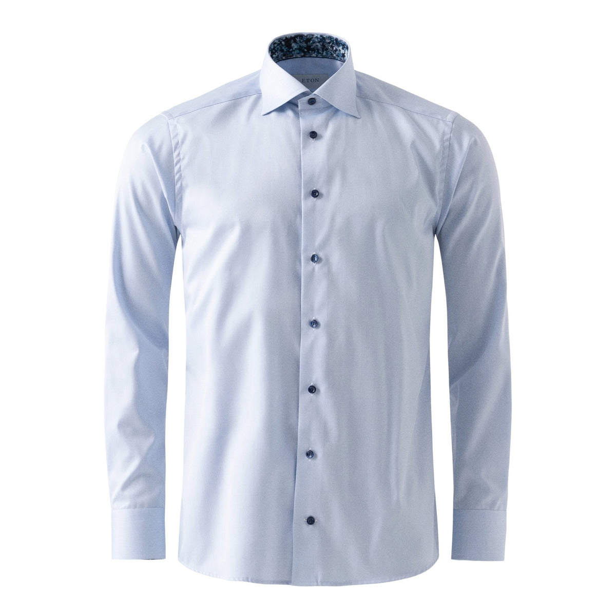 Light Blue Floral Effect Signature Twill Shirt - Eton Shirts Shirts