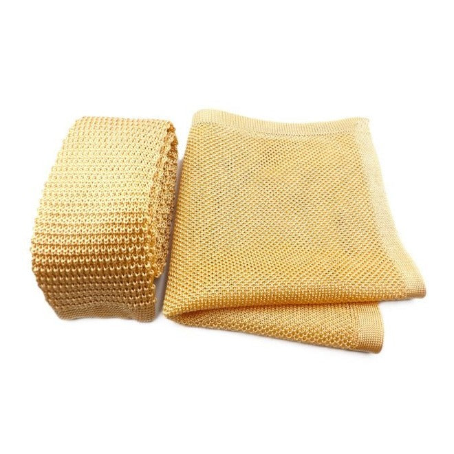Light Gold Knitted Silk Tie - Knightsbridge