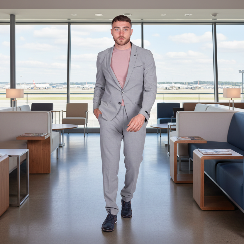 Light Grey Torneo Travel Suit - Leonard Silver